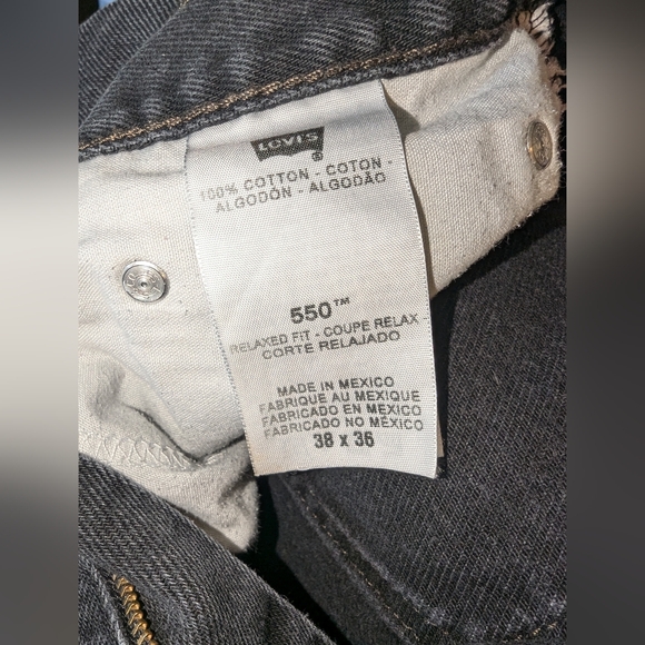 Y2K Levi's 550 Jeans Men Size 38x36 Relaxed Fit Faded Black Baggy Denim Red Tag - Picture 8 of 14